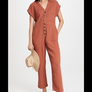 Madewell Button Front Jumpsuit In Gauze